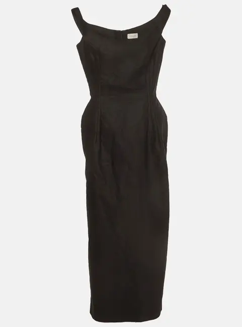 Magda Butrym Black Cotton Hourglass Sleeveless Dress M