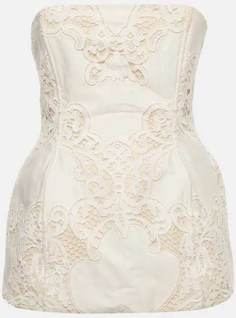 Magda Butrym White Lace Strapless Hourglass Corset Top S