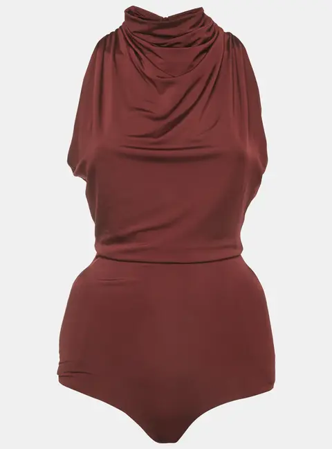 Magda Butrym Burgundy Jersey Sleeveless Hourglass Bodysuit S