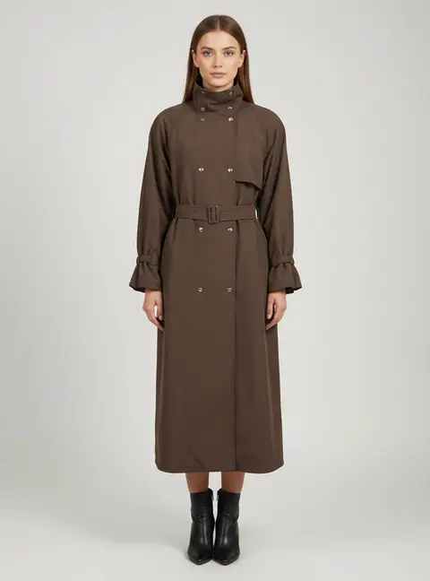Magda Butrym Green Poplin Long Sleeve Coat S