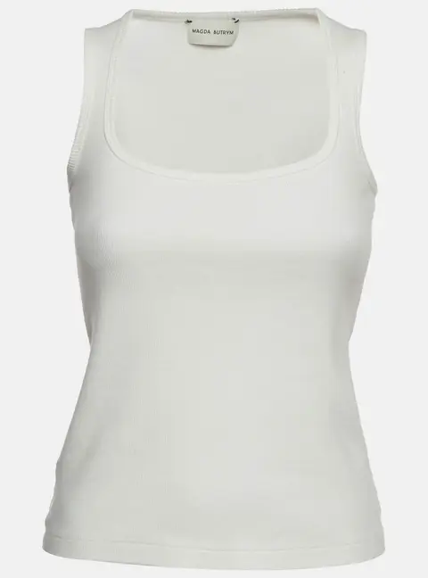 Magda Butrym White Rib Knit Sleeveless Tank Top M