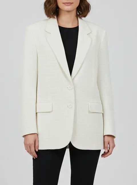 Magda Butrym Cream Handwoven Oversized Blazer S