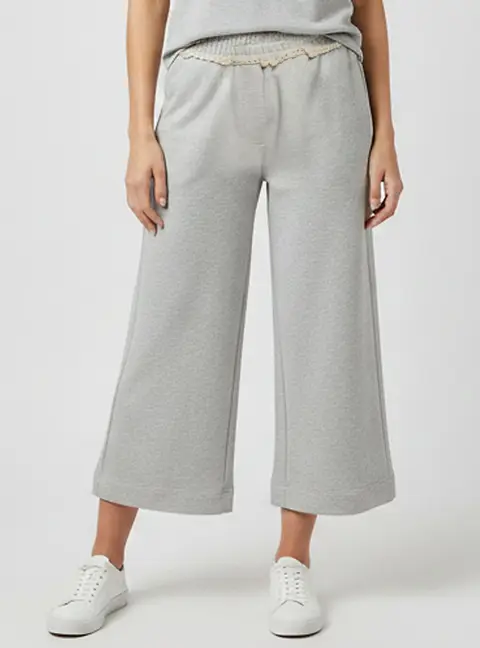 Magda Butrym Grey Cotton Lace-Detail Sweatpants XS