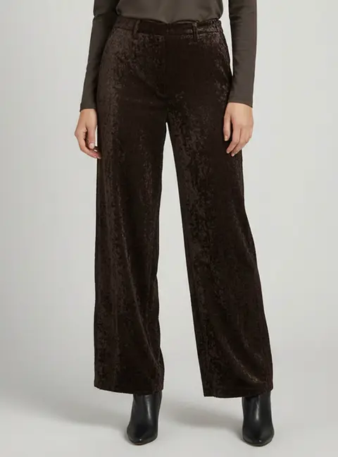 Magda Butrym Black Crushed Velvet High Waisted Trousers S