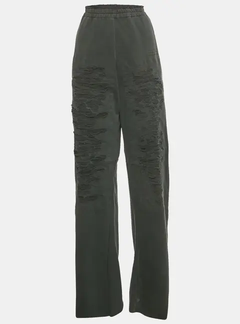 Maison Martin Margiela Grey Cotton Distressed Raw Hem Track Pants XS