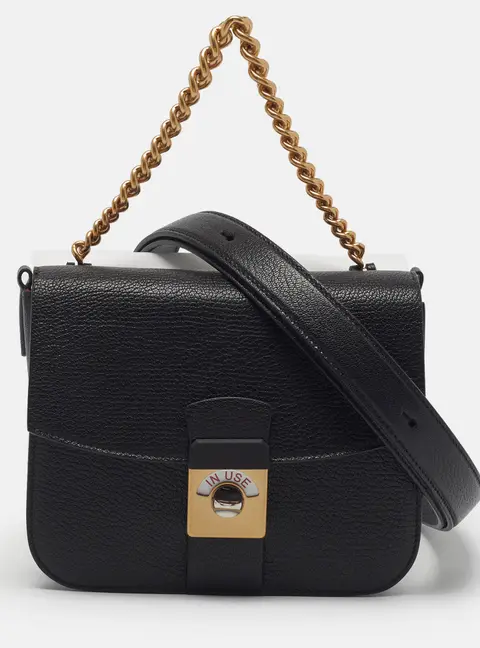 Maison Martin Margiela New Lock Black/White Coated Canvas and Leather Flap Bag