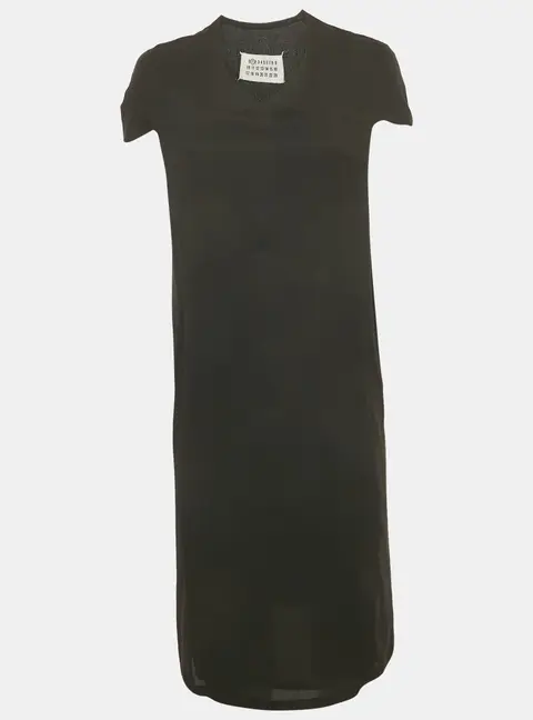 Maison Martin Margiela Black Crepe V-Neck Short Dress M