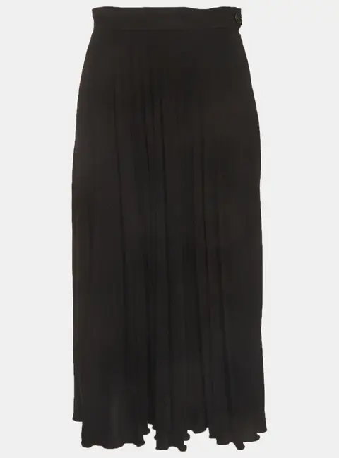 Maison Martin Margiela Black Stretch Crepe Plisse Midi Skirt M