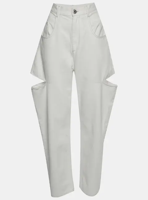 Maison Martin Margiela White Denim Slashed Loose Fit Jeans L/Waist 28"