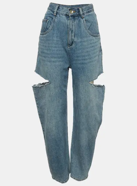 Maison Martin Margiela Blue Denim Cut Out High Waist Jeans XS/Waist 26"