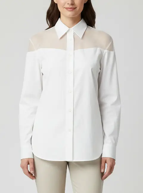 Maison Martin Margiela White Cotton And Organza Button Front Shirt S