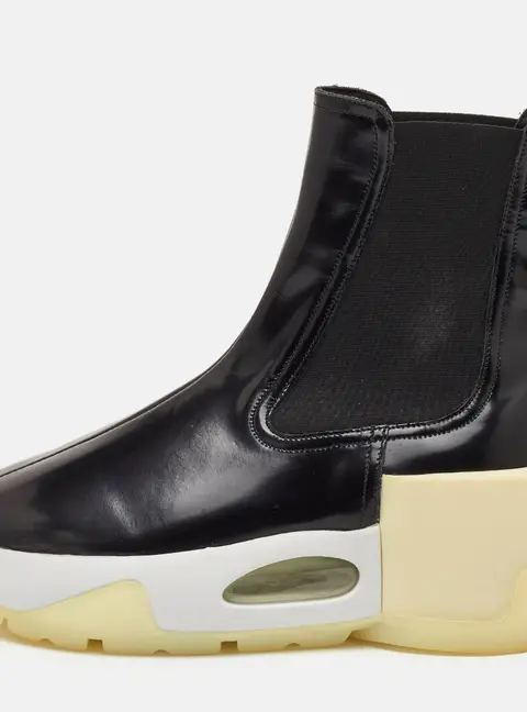Maison Martin Margiela Size 37 Black Leather Platform Ankle Length Boots