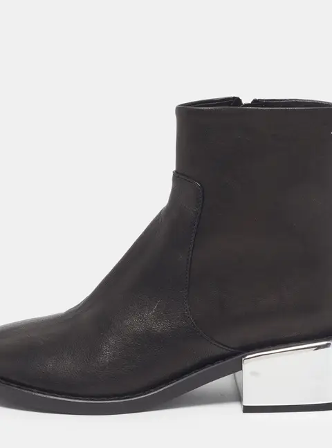 Maison Martin Margiela Size 38 Black Leather Mirror Heel Ankle Length Boots