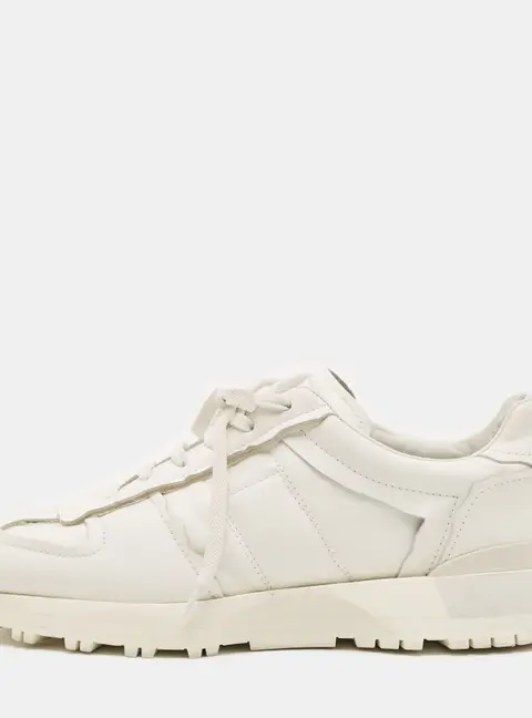 Maison Martin Margiela Size 44 White Leather 50/50 Runner Lace Up Sneakers