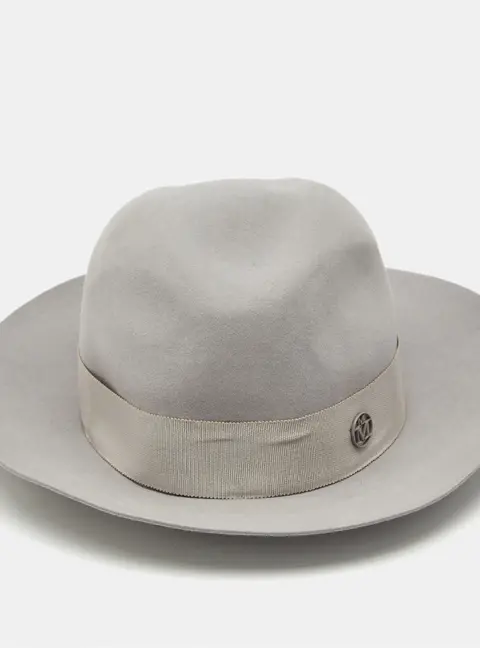Maison Michel Paris Grey Felt Henrietta Fedora Hat M