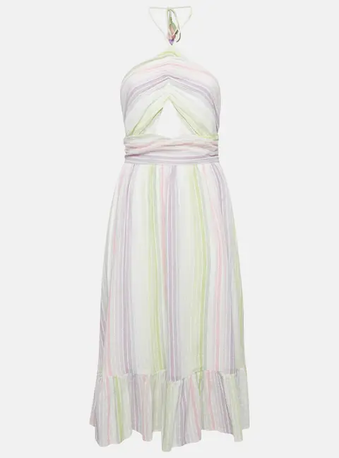 Majorelle Multicolor Candy Stripes Cotton Midi Dress S