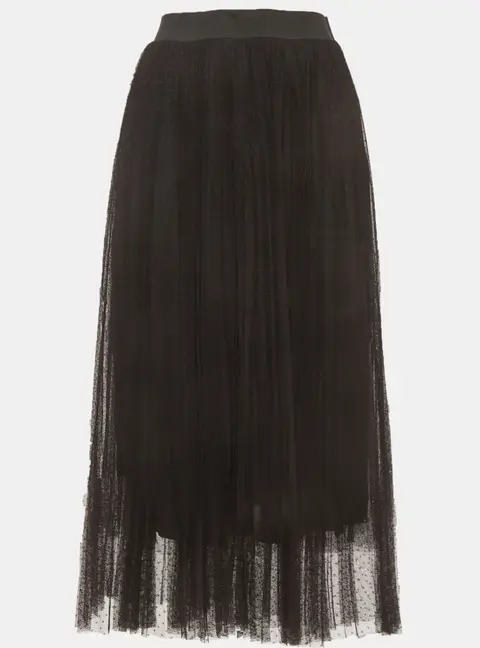 Maje Black Polka Dot Tulle Pleated Jesi Midi Skirt S