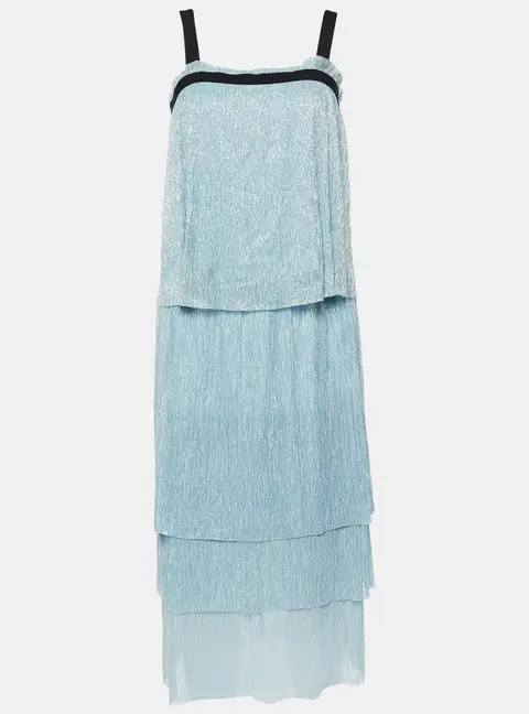 Maje Blue Lurex Knit Skirt Top Set L/M