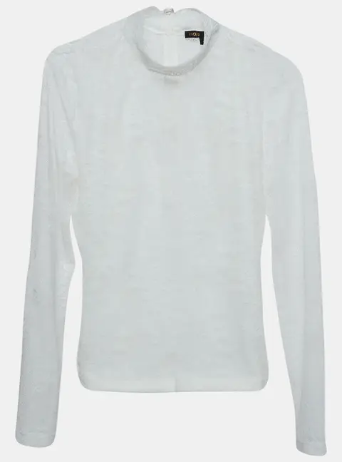 Maje White Floral Lace Semi Sheer Top S