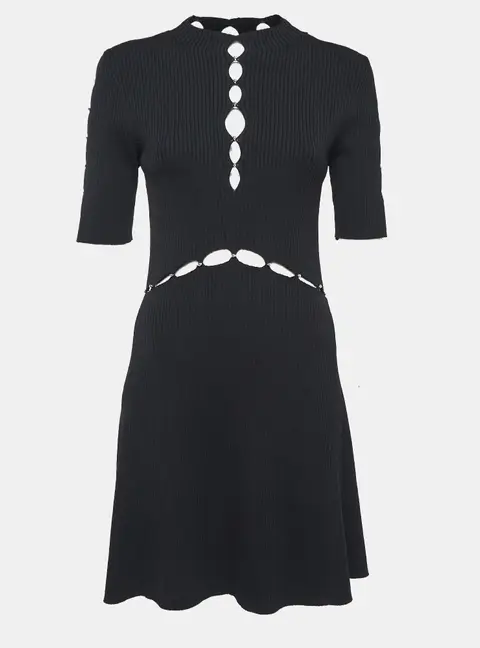 Maje Black Roselana Openwork Knit Short Dress L