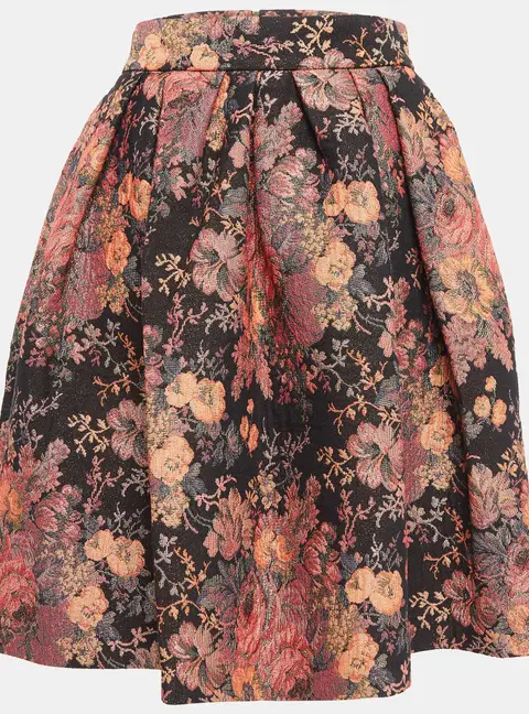 Maje Black Jacquard Lurex Pleated Knee-Length Skirt L