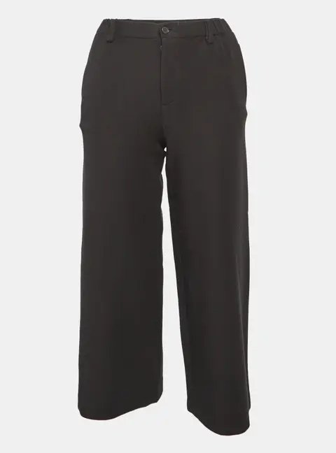 Maje Black Cotton Polaris Wide Leg Crop Trousers XS