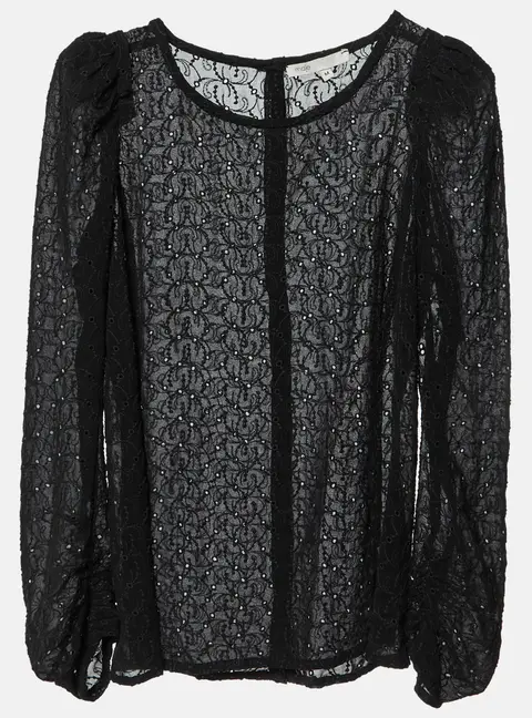 Maje Black Embroidered Crepe Top M