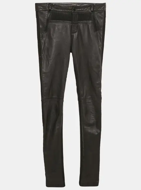 Maje Black Leather and Knit Trousers S