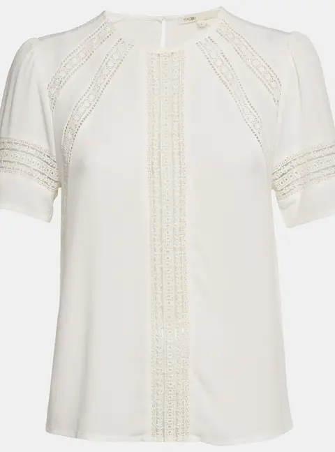 Maje White Lace Trim Crepe Top S