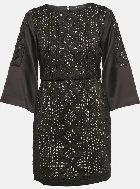 Maje Black Embellished Satin Rebecca Mini Dress M