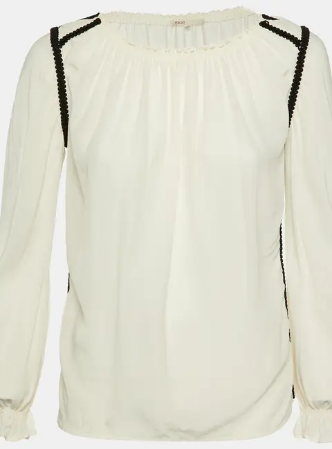 Maje White Silk Contrast Detail Top S