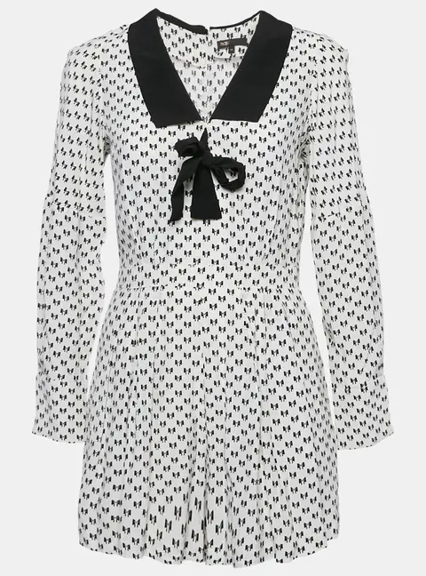 Maje White Istel Print Crepe Tie Neck Jumpsuit S