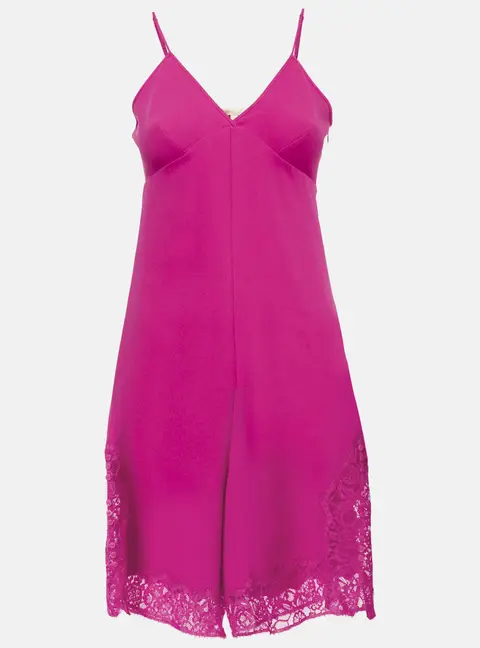Maje Pink Crepe Lace Trimmed Playsuit S