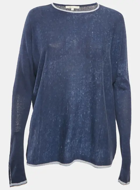 Maje Blue Silk Knit Sweatshirt One Size