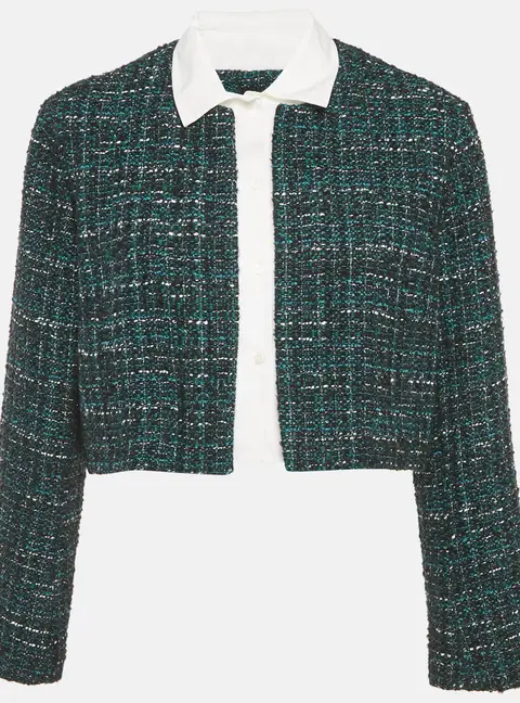 Maje Forest Green Button Front Crop Jacket XL
