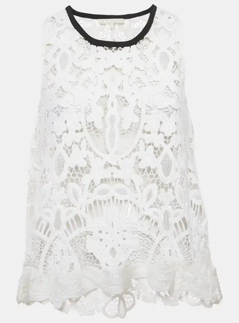 Maje White Lace Sleeveless Sheer Top M