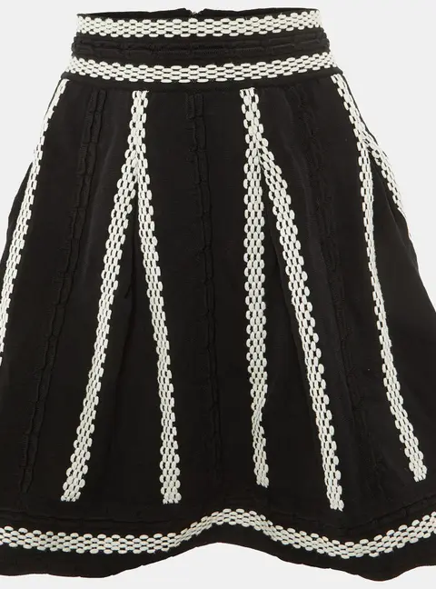 Maje Black Knit Julane Flared MIni Skirt M