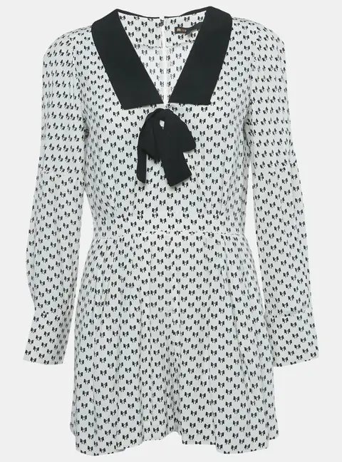 Maje White Bow Print Crepe Playsuit M