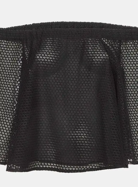 Maje Black Mesh Off-The-Shoulder Top S