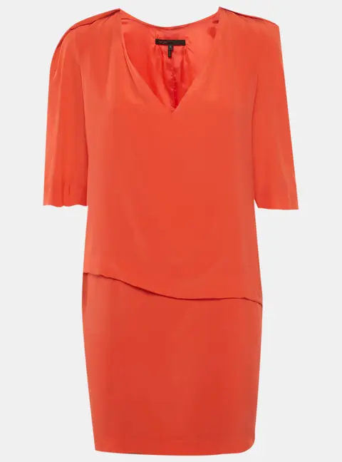 Maje Red Silk V-Neck Mini Dress L