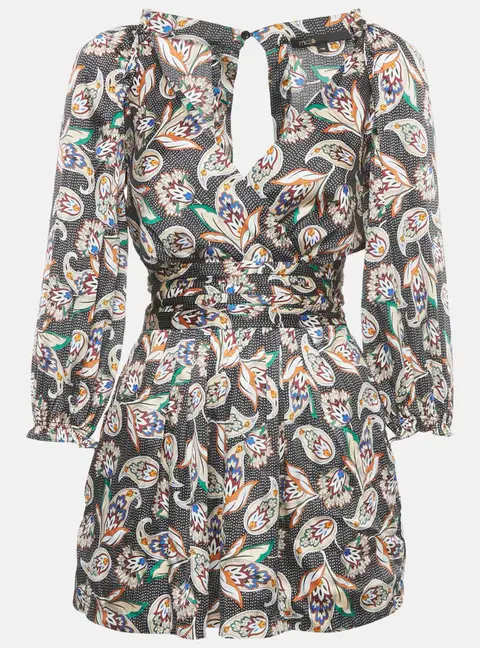 Maje Black Printed Satin Paisley Noir Jumpsuit S