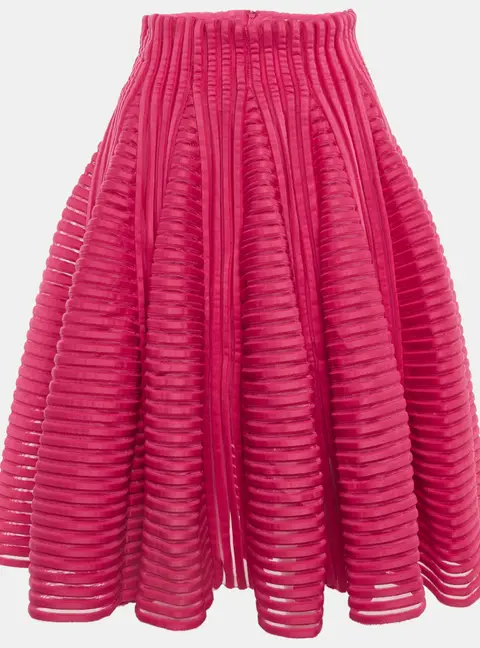Maje Fushia Pink Neoprene Mesh Flared Skirt S