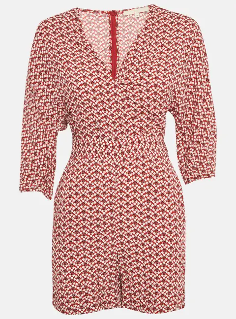 Maje Red Floral Print Crepe Jumpsuit S