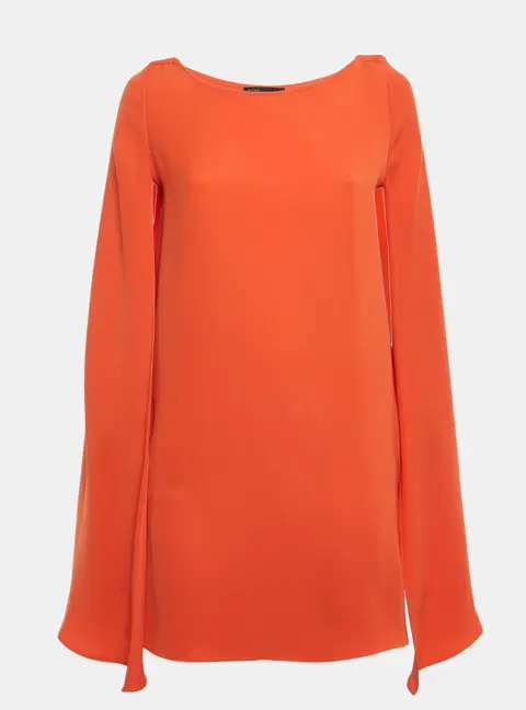 Maje Orange Crepe Cape Mini Dress S