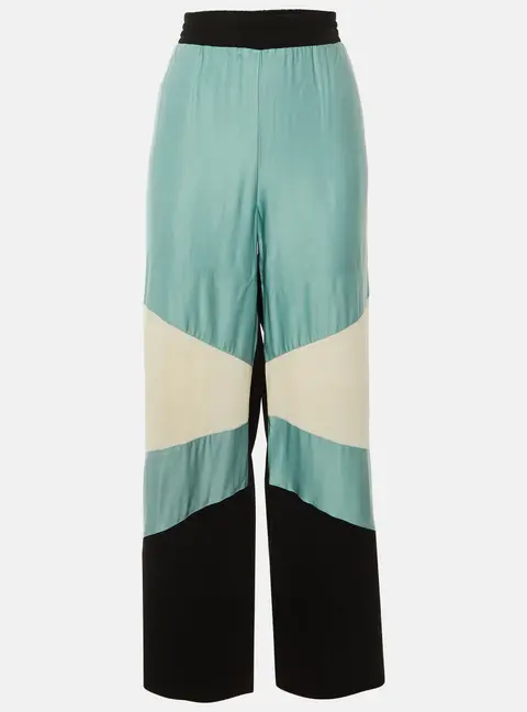 Maje Black Colorblock Crepe Parme Wide Leg Trousers L