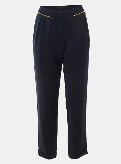 Maje Navy Blue Crepe Laurent Pleated Trousers M