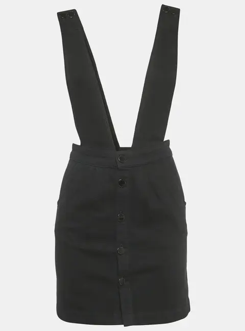 Maje Black Denim Strap Detail Ritana Mini Skirt S