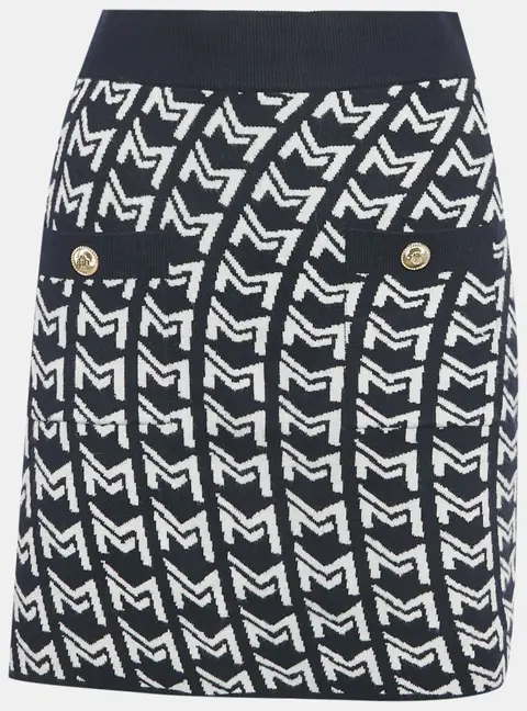 Maje Blue Monogram Jacquard Knit Mini Skirt M