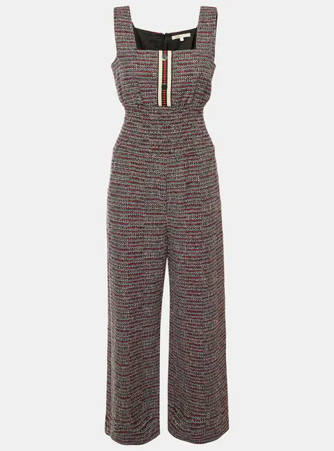 Maje Navy Blue Tweed Patelle Sleeveless Jumpsuit M