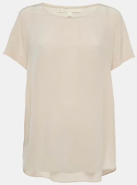 Maje Beige Silk Crew Neck Blouse L
